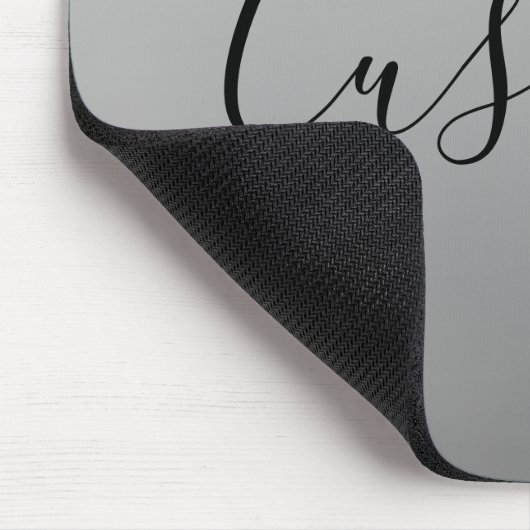 Elegante moderne script bewerkbare zwarte tekst sc muismat (Hoek)