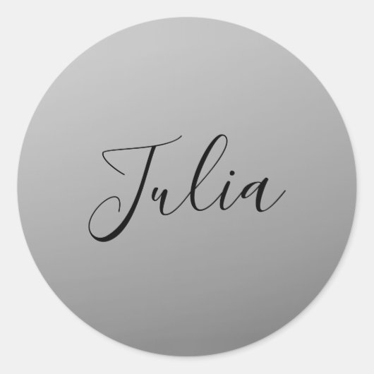 Elegante moderne script bewerkbare zwarte tekst sc ronde sticker (Voorkant)