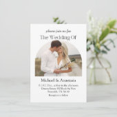 Elegante moderne script Boho boog foto bruiloft Kaart (Staand voorkant)