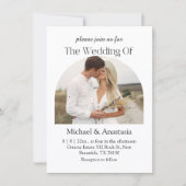 Elegante moderne script Boho boog foto bruiloft Kaart (Voorkant)