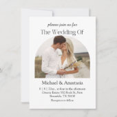 Elegante moderne script Boho boog foto bruiloft Kaart (Voorkant)