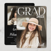 Elegante moderne script foto afstudeerfeest kaart (Voorkant / Achterkant)