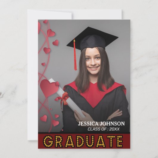 Elegante moderne script foto afstudeerfeest kaart (Voorkant)