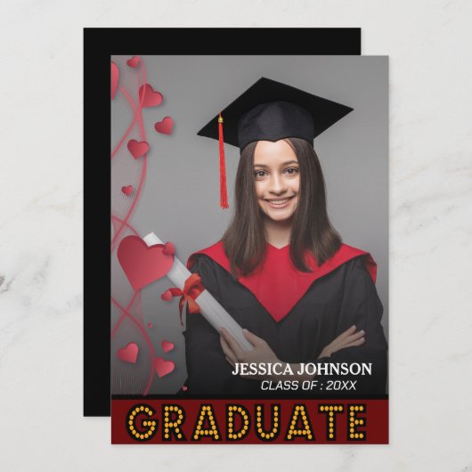 Elegante moderne script foto afstudeerfeest kaart (Voorkant / Achterkant)