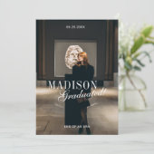 Elegante moderne script foto afstudeerfeest kaart (Staand voorkant)