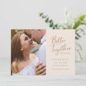 Elegante moderne script foto bruiloft save the date (Staand voorkant)