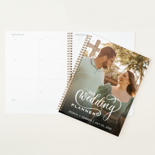 Elegante moderne script foto chique bruiloft organ planner (Display)