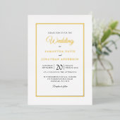 Elegante moderne script foto gouden folie bruiloft folie uitnodiging (Staand Voorkant)
