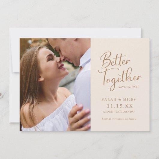 Elegante Moderne Script Foto Huwelijk Save The Date (Voorkant)