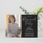 Elegante moderne script foto pensioen partij kaart (Staand voorkant)