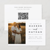 Elegante moderne script foto QR-code trouwfeest Kaart (Voorkant / Achterkant)