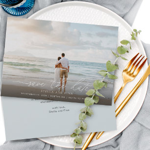 Elegante moderne script foto trouw save the date
