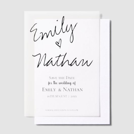 Elegante moderne script hart typografie bruiloft vellum uitnodigingen (Offset)