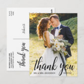 Elegante moderne script huwelijksfoto dank je briefkaart (Voorkant / Achterkant)
