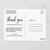 Elegante moderne script huwelijksfoto dank je briefkaart (Achterkant)