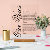 Elegante moderne script huwelijksgeloften acryl bord (Huwelijk)