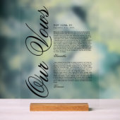 Elegante moderne script huwelijksgeloften acryl bord (Neutraal)