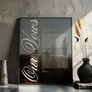 Elegante moderne script huwelijksgeloften met foto poster