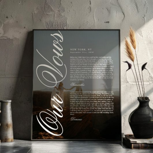 Elegante moderne script huwelijksgeloften met foto poster