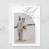 Elegante moderne script kalligrafie foto bruiloft bedankkaart (Voorkant)