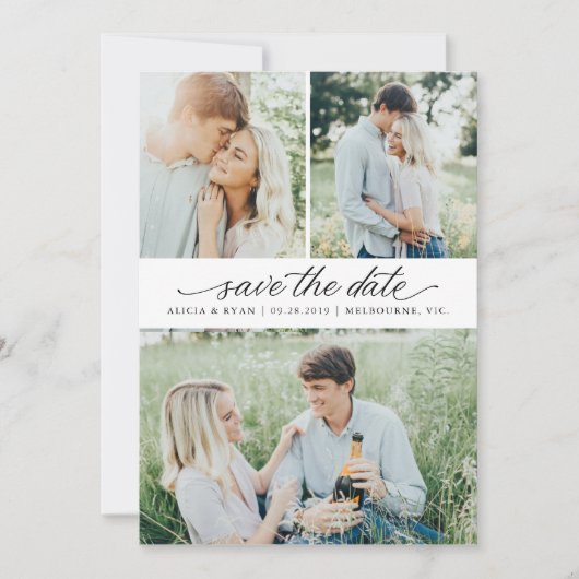 Elegante moderne script kalligrafie foto save the date (Voorkant)