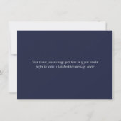 Elegante moderne script kalligrafie marineblauw bedankkaart (Achterkant)