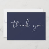 Elegante moderne script kalligrafie marineblauw bedankkaart (Voorkant)