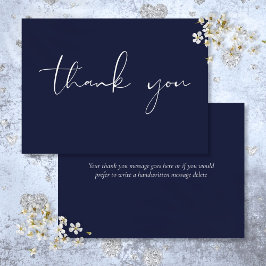 Elegante moderne script kalligrafie marineblauw bedankkaart