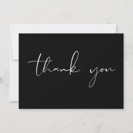 Elegante moderne script kalligrafie zwart en wit bedankkaart
