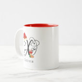 Elegante moderne script Kerstmis initiële X naam Tweekleurige Koffiemok (Voorkant links)