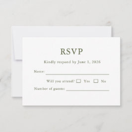 Elegante moderne script klassieke RSVP-kaart Bewer RSVP Kaartje