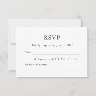 Elegante moderne script klassieke RSVP-kaart Bewer RSVP Kaartje