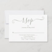 Elegante Moderne Script Lichtgroene Trouwdag RSVP Kaartje (Voorkant)
