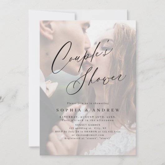 Elegante moderne script minimale fotocouples bruis kaart (Voorkant)