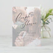 Elegante moderne script minimale fotocouples bruis kaart (Staand voorkant)