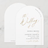 Elegante moderne script minimalistische boog bruil kaart (Voorkant / Achterkant)