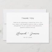 Elegante Moderne Script Minimalistische Trouwdag Bedankkaart (Voorkant)