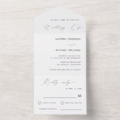 Elegante moderne script minimalistische witte brui all in one uitnodiging (Binnen)