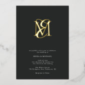Elegante moderne script monogram trouw folie uitnodiging (Voorkant)