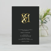 Elegante moderne script monogram trouw folie uitnodiging (Staand Voorkant)