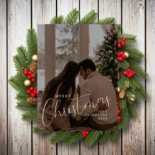 Elegante moderne script overlay volledige foto Ker Feestdagenkaart