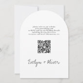 Elegante moderne script QR code boog vormige bruil Kaart (Achterkant)