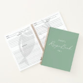 Elegante Moderne Script Sage Groene Eenvoudige Rec Notitieboek (Binnen)