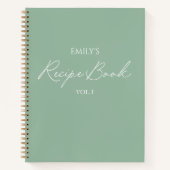 Elegante Moderne Script Sage Groene Eenvoudige Rec Notitieboek (Voorkant)
