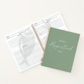 Elegante Moderne Script Sagegroen Eenvoudig Recept Notitieboek (Binnen)