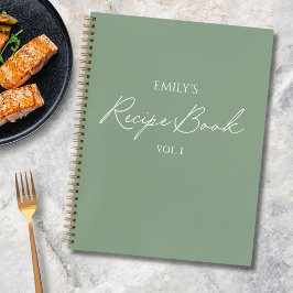 Elegante Moderne Script Sagegroen Eenvoudig Recept Notitieboek