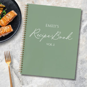 Elegante Moderne Script Sagegroen Eenvoudig Recept Notitieboek