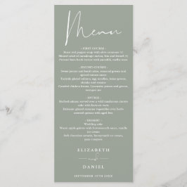 Elegante moderne script salie groene bruiloft dine menu