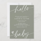 Elegante Moderne Script Saliegroen Baby Shower Kaart (Voorkant)