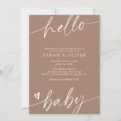 Elegante moderne script tan baby shower kaart (Voorkant)
